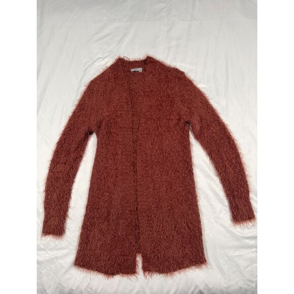 Symple NYC Sweaters - Symple NYC Rusty Rose Eyelash Fuzzy Knit Long Duster Cardigan Sweater Medium M